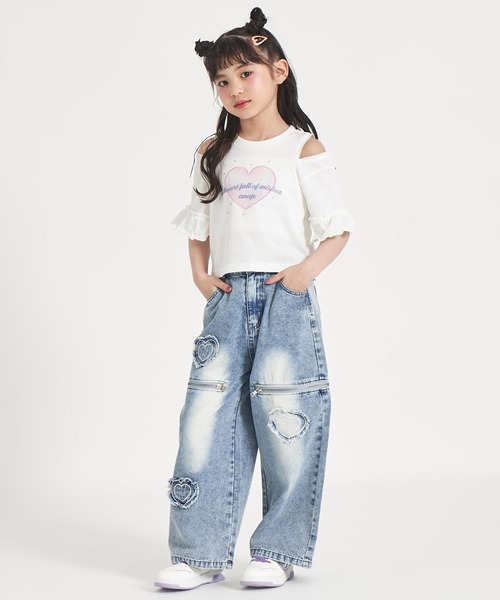 ANAP kids(アナップキッズ)の「肩ジップ 袖フリルTシャツ トップス(Tシャツ/カットソー・キッズ・ホワイト/ラベンダー・110/120/130)」の20枚目の写真