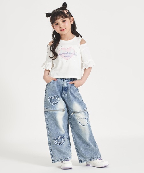 ANAP kids(アナップキッズ)の「肩ジップ 袖フリルTシャツ トップス(Tシャツ/カットソー・キッズ・ホワイト/ラベンダー・110/120/130)」の21枚目の写真