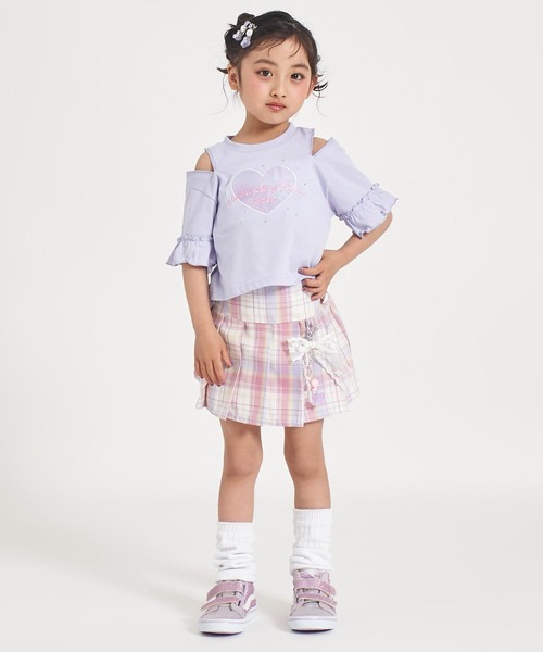 ANAP kids(アナップキッズ)の「肩ジップ 袖フリルTシャツ トップス(Tシャツ/カットソー・キッズ・ホワイト/ラベンダー・110/120/130)」の13枚目の写真