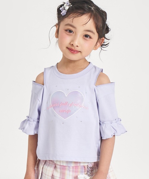 ANAP kids(アナップキッズ)の「肩ジップ 袖フリルTシャツ トップス(Tシャツ/カットソー・キッズ・ホワイト/ラベンダー・110/120/130)」の10枚目の写真