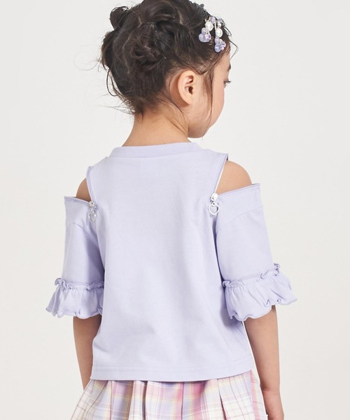 ANAP kids(アナップキッズ)の「肩ジップ 袖フリルTシャツ トップス(Tシャツ/カットソー・キッズ・ホワイト/ラベンダー・110/120/130)」の11枚目の写真