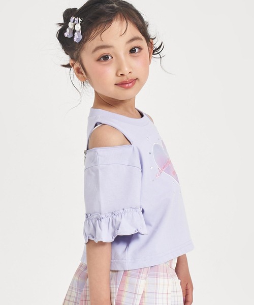ANAP kids(アナップキッズ)の「肩ジップ 袖フリルTシャツ トップス(Tシャツ/カットソー・キッズ・ホワイト/ラベンダー・110/120/130)」の12枚目の写真