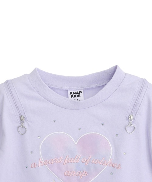 ANAP kids(アナップキッズ)の「肩ジップ 袖フリルTシャツ トップス(Tシャツ/カットソー・キッズ・ホワイト/ラベンダー・110/120/130)」の4枚目の写真