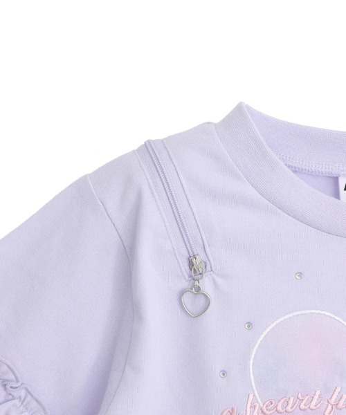 ANAP kids(アナップキッズ)の「肩ジップ 袖フリルTシャツ トップス(Tシャツ/カットソー・キッズ・ホワイト/ラベンダー・110/120/130)」の5枚目の写真
