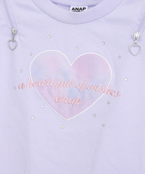 ANAP kids(アナップキッズ)の「肩ジップ 袖フリルTシャツ トップス(Tシャツ/カットソー・キッズ・ホワイト/ラベンダー・110/120/130)」の6枚目の写真
