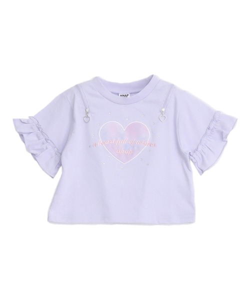 ANAP kids(アナップキッズ)の「肩ジップ 袖フリルTシャツ トップス(Tシャツ/カットソー・キッズ・ホワイト/ラベンダー・110/120/130)」の3枚目の写真