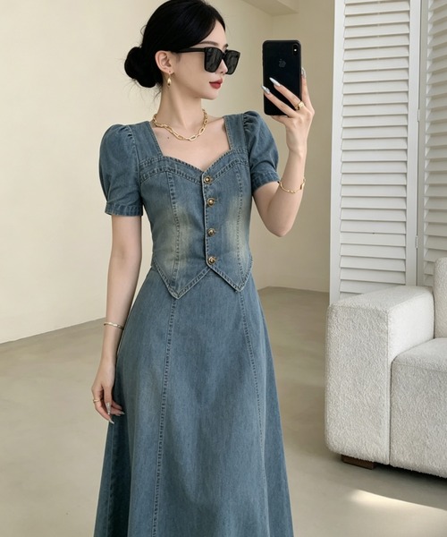 FAVORITO(ファヴォリート)の「デニムトップススカートセットアップ(セットアップ・レディース・ブルー・XL/L/M/S)」の4枚目の写真