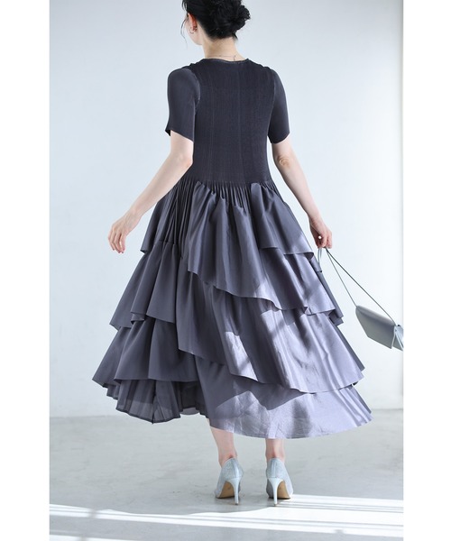 cawaii(カワイイ)の「半袖ver. 重なるフレア揺らめく ミディアムワンピース(ワンピース・レディース・ブラック/ピンク/グレー・FREE)」の18枚目の写真