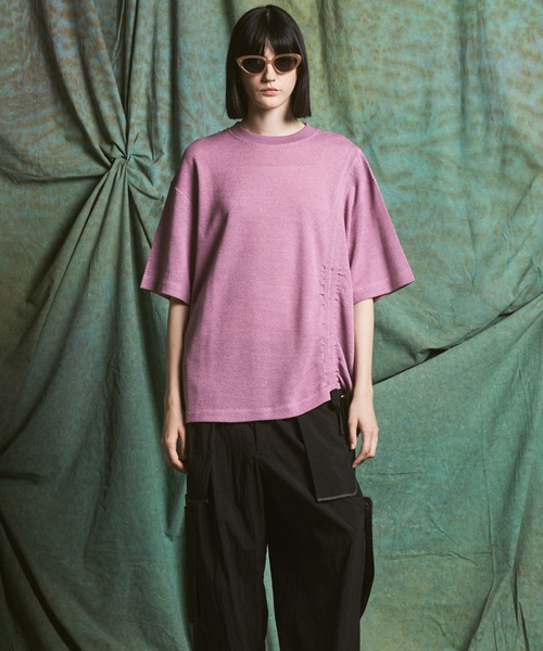 MAISON SPECIAL(メゾンスペシャル)の「《UNISEX》Russell Mesh Prime-Over Asymmetrical Shirring T-shirt/ラッセルメッシュプライムオーバーアシンメトリーシャーリングTシャツ【MAISON SPECIAL/メゾンスペシャル】(Tシャツ/カットソー・メンズ・ブラック/ラベンダー/バーガンディー・0/2/1)」の15枚目の写真