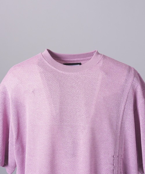 MAISON SPECIAL(メゾンスペシャル)の「《UNISEX》Russell Mesh Prime-Over Asymmetrical Shirring T-shirt/ラッセルメッシュプライムオーバーアシンメトリーシャーリングTシャツ【MAISON SPECIAL/メゾンスペシャル】(Tシャツ/カットソー・メンズ・ブラック/ラベンダー/バーガンディー・0/2/1)」の13枚目の写真