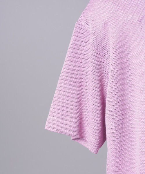 MAISON SPECIAL(メゾンスペシャル)の「《UNISEX》Russell Mesh Prime-Over Asymmetrical Shirring T-shirt/ラッセルメッシュプライムオーバーアシンメトリーシャーリングTシャツ【MAISON SPECIAL/メゾンスペシャル】(Tシャツ/カットソー・メンズ・ブラック/ラベンダー/バーガンディー・0/2/1)」の4枚目の写真