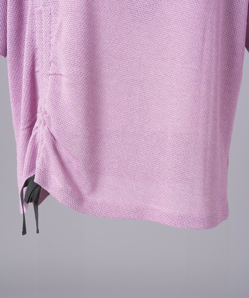 MAISON SPECIAL(メゾンスペシャル)の「《UNISEX》Russell Mesh Prime-Over Asymmetrical Shirring T-shirt/ラッセルメッシュプライムオーバーアシンメトリーシャーリングTシャツ【MAISON SPECIAL/メゾンスペシャル】(Tシャツ/カットソー・メンズ・ブラック/ラベンダー/バーガンディー・0/2/1)」の5枚目の写真