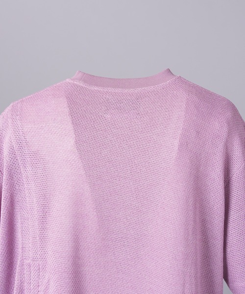 MAISON SPECIAL(メゾンスペシャル)の「《UNISEX》Russell Mesh Prime-Over Asymmetrical Shirring T-shirt/ラッセルメッシュプライムオーバーアシンメトリーシャーリングTシャツ【MAISON SPECIAL/メゾンスペシャル】(Tシャツ/カットソー・メンズ・ブラック/ラベンダー/バーガンディー・0/2/1)」の7枚目の写真