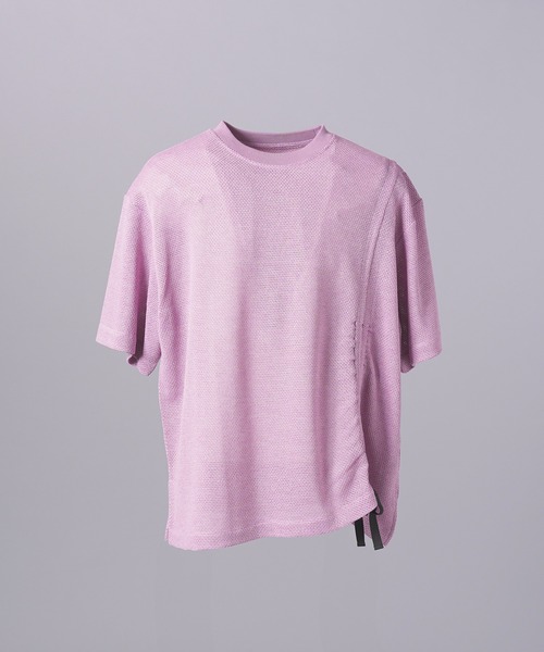 MAISON SPECIAL(メゾンスペシャル)の「《UNISEX》Russell Mesh Prime-Over Asymmetrical Shirring T-shirt/ラッセルメッシュプライムオーバーアシンメトリーシャーリングTシャツ【MAISON SPECIAL/メゾンスペシャル】(Tシャツ/カットソー・メンズ・ブラック/ラベンダー/バーガンディー・0/2/1)」の10枚目の写真