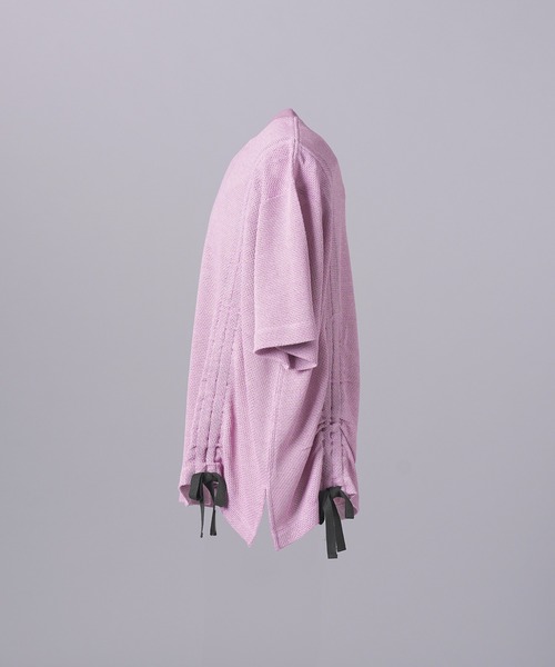 MAISON SPECIAL(メゾンスペシャル)の「《UNISEX》Russell Mesh Prime-Over Asymmetrical Shirring T-shirt/ラッセルメッシュプライムオーバーアシンメトリーシャーリングTシャツ【MAISON SPECIAL/メゾンスペシャル】(Tシャツ/カットソー・メンズ・ブラック/ラベンダー/バーガンディー・0/2/1)」の11枚目の写真