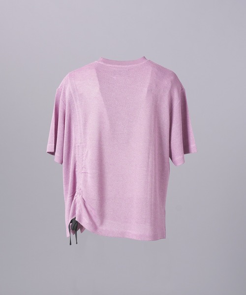 MAISON SPECIAL(メゾンスペシャル)の「《UNISEX》Russell Mesh Prime-Over Asymmetrical Shirring T-shirt/ラッセルメッシュプライムオーバーアシンメトリーシャーリングTシャツ【MAISON SPECIAL/メゾンスペシャル】(Tシャツ/カットソー・メンズ・ブラック/ラベンダー/バーガンディー・0/2/1)」の12枚目の写真