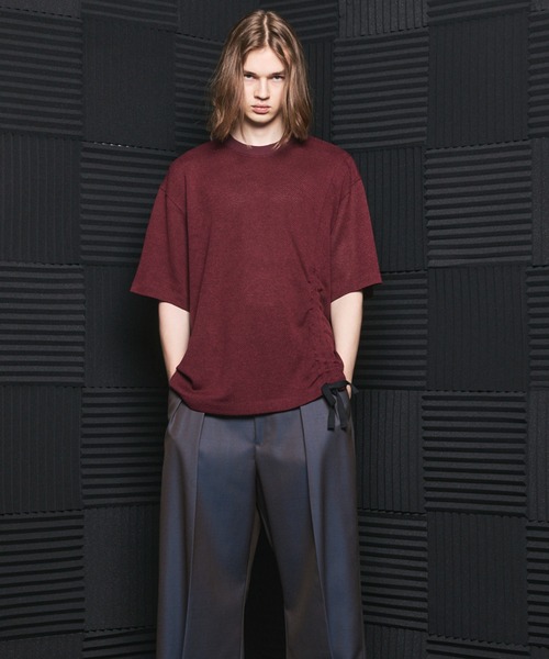 MAISON SPECIAL(メゾンスペシャル)の「《UNISEX》Russell Mesh Prime-Over Asymmetrical Shirring T-shirt/ラッセルメッシュプライムオーバーアシンメトリーシャーリングTシャツ【MAISON SPECIAL/メゾンスペシャル】(Tシャツ/カットソー・メンズ・ブラック/ラベンダー/バーガンディー・0/2/1)」の22枚目の写真