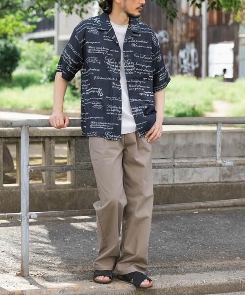ITEMS URBANRESEARCH(アイテムズ アーバンリサーチ)の「メッセージプリント オープンカラー 半袖シャツ(シャツ/ブラウス・メンズ・ブラック/モカ/オリーブ・MEDIUM/LARGE)」の7枚目の写真