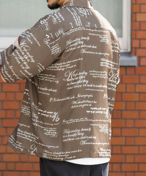 ITEMS URBANRESEARCH(アイテムズ アーバンリサーチ)の「メッセージプリント オープンカラー 半袖シャツ(シャツ/ブラウス・メンズ・ブラック/モカ/オリーブ・MEDIUM/LARGE)」の15枚目の写真