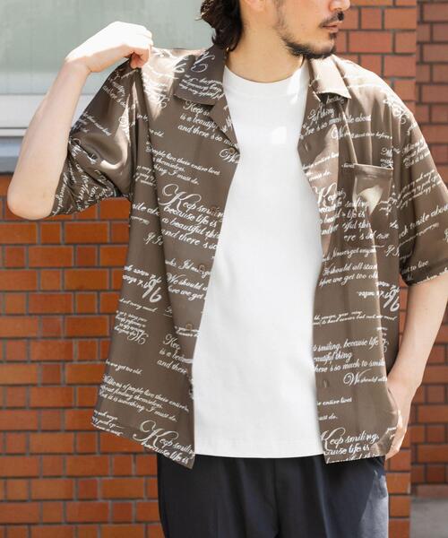 ITEMS URBANRESEARCH(アイテムズ アーバンリサーチ)の「メッセージプリント オープンカラー 半袖シャツ(シャツ/ブラウス・メンズ・ブラック/モカ/オリーブ・MEDIUM/LARGE)」の17枚目の写真