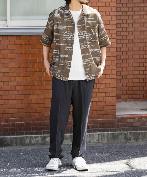 ITEMS URBANRESEARCH(アイテムズ アーバンリサーチ)の「メッセージプリント オープンカラー 半袖シャツ(シャツ/ブラウス・メンズ・ブラック/モカ/オリーブ・MEDIUM/LARGE)」の18枚目の写真