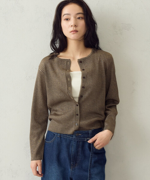 COMME CA ISM(コムサイズム)の「シアー リブカーディガン(カーディガン/ボレロ・レディース・ブルー/ブラウン・MEDIUM/LARGE)」の5枚目の写真