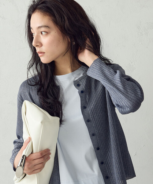 COMME CA ISM(コムサイズム)の「シアー リブカーディガン(カーディガン/ボレロ・レディース・ブルー/ブラウン・MEDIUM/LARGE)」の9枚目の写真