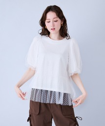 チュールレイヤードカットソー