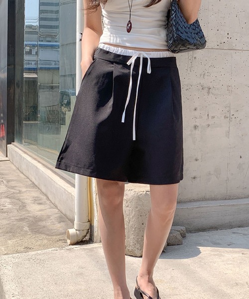 2ly2(トゥーリートゥー)の「配色ウエスト ワイドショートパンツ ハーフパンツ イージーパンツ(その他パンツ・レディース・ブラック/グレー・FREE)」の7枚目の写真