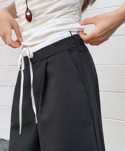 2ly2(トゥーリートゥー)の「配色ウエスト ワイドショートパンツ ハーフパンツ イージーパンツ(その他パンツ・レディース・ブラック/グレー・FREE)」の11枚目の写真
