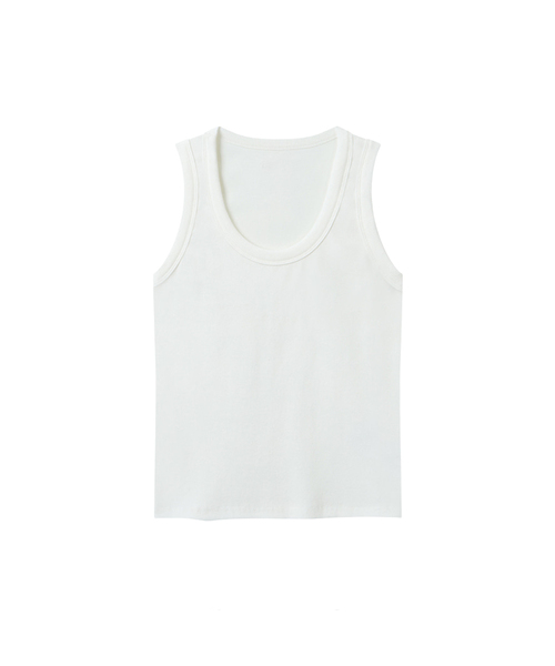 MORVE13(モルブ13)の「センティル スクープネック スリーブレス(Tシャツ/カットソー・レディース・ブラック/ネイビー/ダークグリーン/バーガンディー/ライトグレー/アイボリー・FREE)」の1枚目の写真