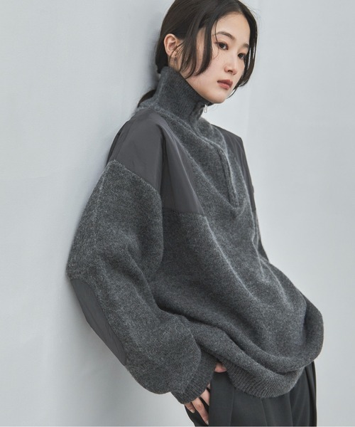 feepur(フェピュール)の「【ハンドウォッシャブル】ハーフジップドッキングニット(ニット/セーター・レディース・ベージュ/グレー・MEDIUM)」の1枚目の写真