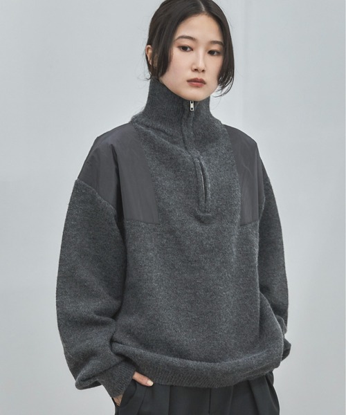 feepur(フェピュール)の「【ハンドウォッシャブル】ハーフジップドッキングニット(ニット/セーター・レディース・ベージュ/グレー・MEDIUM)」の8枚目の写真