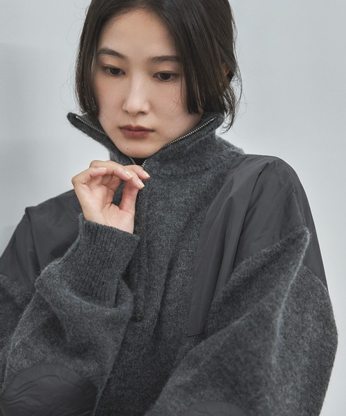 feepur(フェピュール)の「【ハンドウォッシャブル】ハーフジップドッキングニット(ニット/セーター・レディース・ベージュ/グレー・MEDIUM)」の14枚目の写真