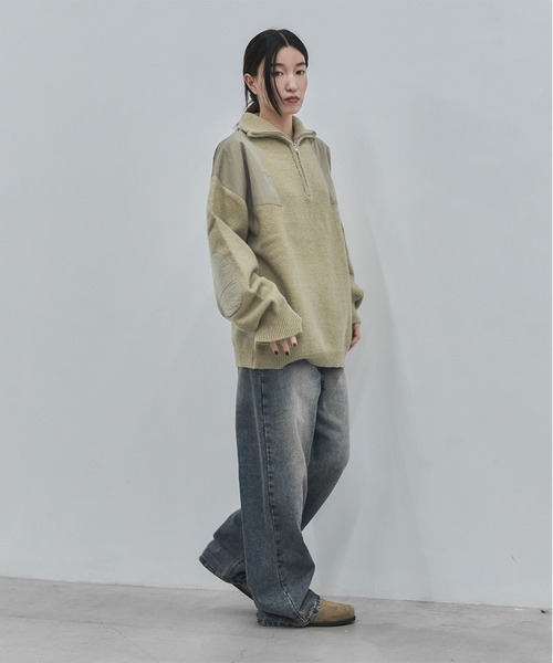 feepur(フェピュール)の「【ハンドウォッシャブル】ハーフジップドッキングニット(ニット/セーター・レディース・ベージュ/グレー・MEDIUM)」の21枚目の写真
