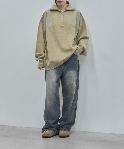 feepur(フェピュール)の「【ハンドウォッシャブル】ハーフジップドッキングニット(ニット/セーター・レディース・ベージュ/グレー・MEDIUM)」の17枚目の写真