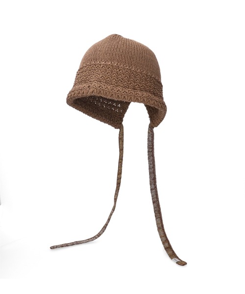 OVERRIDE(オーバーライド)の「OVERRIDE KNIT WAFFLE HOOD BEANIE SGP / オーバーライド(ハット・レディース・ブラック/ホワイト/ブラウン・57~59cm)」の3枚目の写真