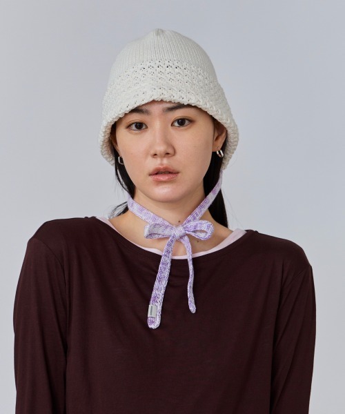 OVERRIDE(オーバーライド)の「OVERRIDE KNIT WAFFLE HOOD BEANIE SGP / オーバーライド(ハット・レディース・ブラック/ホワイト/ブラウン・57~59cm)」の5枚目の写真