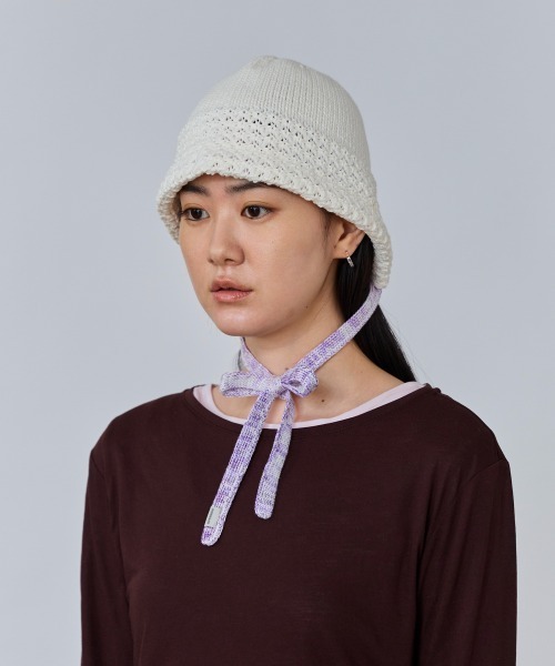 OVERRIDE(オーバーライド)の「OVERRIDE KNIT WAFFLE HOOD BEANIE SGP / オーバーライド(ハット・レディース・ブラック/ホワイト/ブラウン・57~59cm)」の6枚目の写真