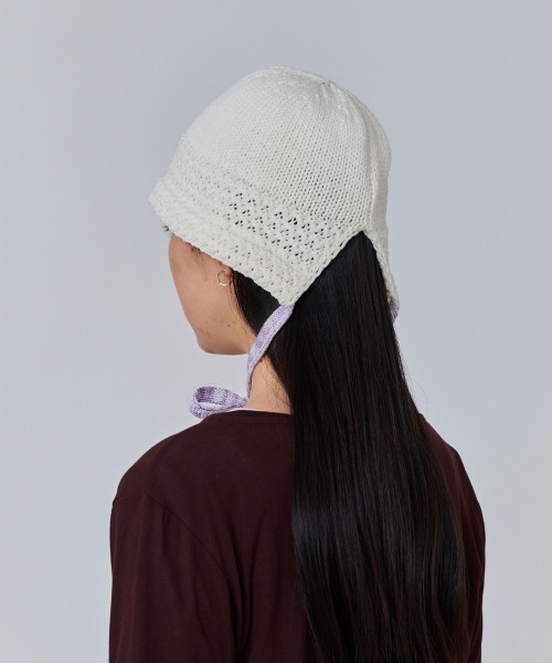 OVERRIDE(オーバーライド)の「OVERRIDE KNIT WAFFLE HOOD BEANIE SGP / オーバーライド(ハット・レディース・ブラック/ホワイト/ブラウン・57~59cm)」の7枚目の写真