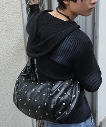 【Chikashitsu +】eyelet studs mixed cross bag / 【チカシツプラス】アイレットスタッズミックスクロスバッグ
