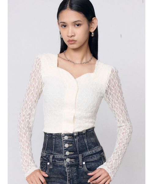 EMODA（エモダ）の「フロントボタンリブトップス（Tシャツ/カットソー・レディース・アイボリー/ブラック/グレー・FREE）」の21枚目の写真
