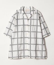 conte メッシュスキッパープルオーバーシャツ 白 半袖 定価27,500円 conte＞メッシュ スキッパー プルオーバーシャツ（シャツ/ブラウス