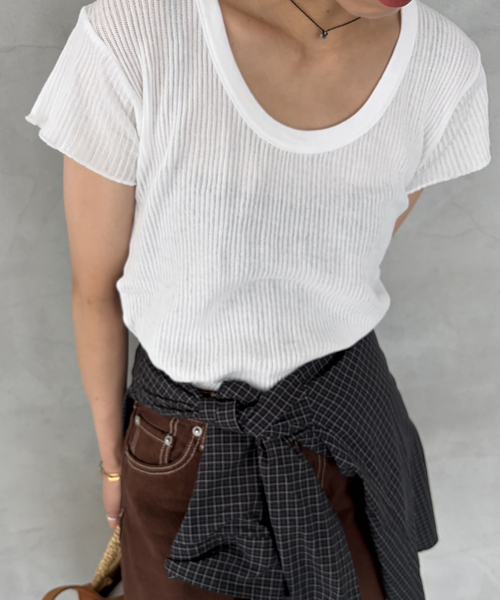 CAROUSE LAMBRA(ケラウズランブラ)の「《追加》CaRouseLamBRa/ケラウズランブラ シアーリブTシャツ 261-466SO(Tシャツ/カットソー・レディース・ホワイト/スカイブルー/ピンク・FREE)」の14枚目の写真