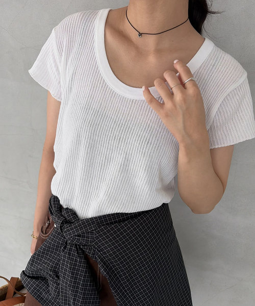CAROUSE LAMBRA(ケラウズランブラ)の「《追加》CaRouseLamBRa/ケラウズランブラ シアーリブTシャツ 261-466SO(Tシャツ/カットソー・レディース・ホワイト/スカイブルー/ピンク・FREE)」の15枚目の写真