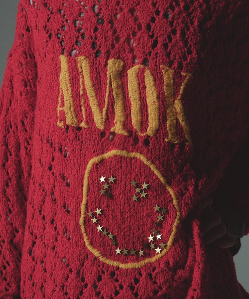 amok（アモク）の「SMILE KNIT（ニット/セーター・メンズ・ブラック/レッド・M/S）」の7枚目の写真