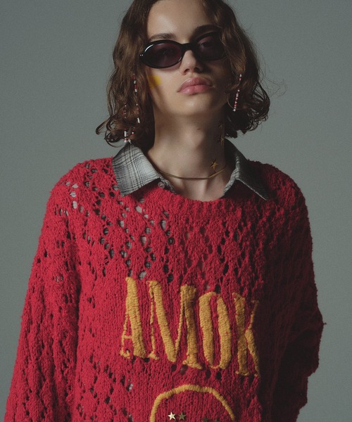 amok（アモク）の「SMILE KNIT（ニット/セーター・メンズ・ブラック/レッド・M/S）」の8枚目の写真