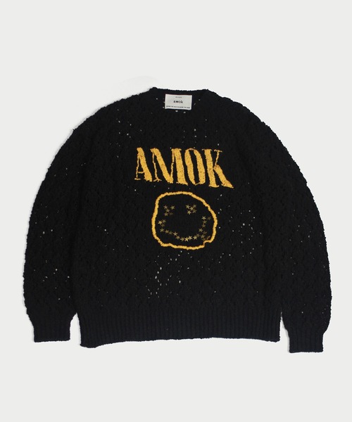 amok（アモク）の「SMILE KNIT（ニット/セーター・メンズ・ブラック/レッド・M/S）」の4枚目の写真