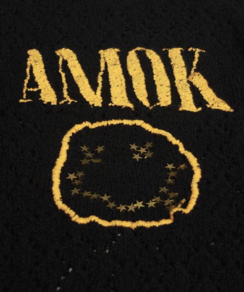amok（アモク）の「SMILE KNIT（ニット/セーター・メンズ・ブラック/レッド・M/S）」の3枚目の写真