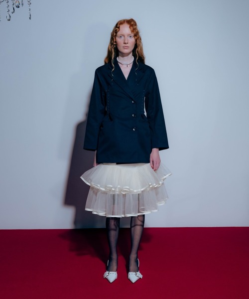 Carmelo(カーメロ)の「Veil Peplum Midi Skirt / ティアードチュールミディスカート(スカート・レディース・アイボリー/ブラック・FREE)」の18枚目の写真